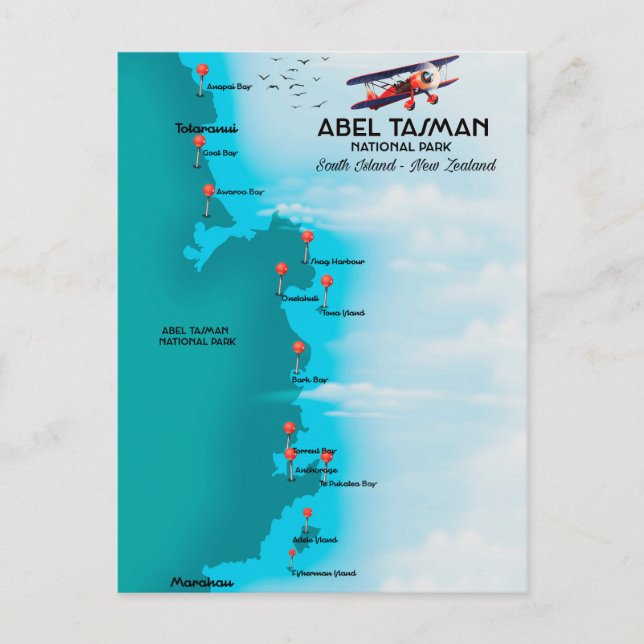 Abel Tasman nationalpark Vykort (Framsida)