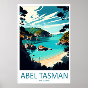 Abel Tasman Vintage Reseskylt Skidåkning Nationalp Poster