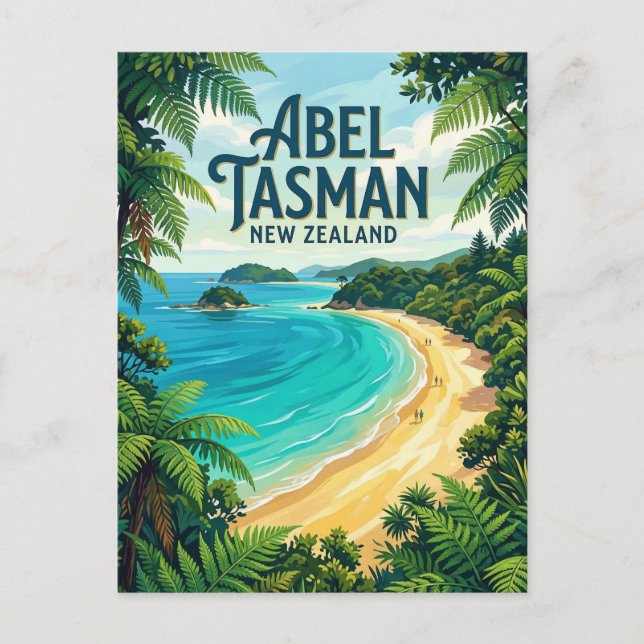 Abel Tasmans kust Nya Zeeland Vykort (Framsida)