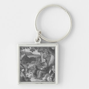 Abelard som föreläser i den öde champagnen fyrkantig silverfärgad nyckelring