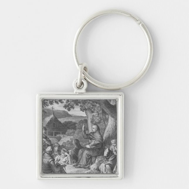 Abelard som föreläser i den öde champagnen fyrkantig silverfärgad nyckelring (Framsidan)