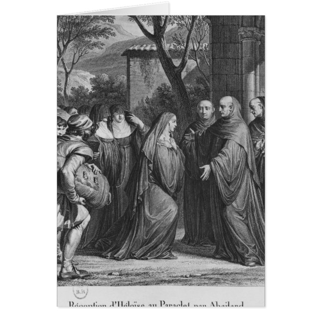 Abelard som välkomnar Heloise på Paraclete Hälsningskort (Framsidan)
