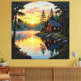 Abendruhe am See Canvastryck