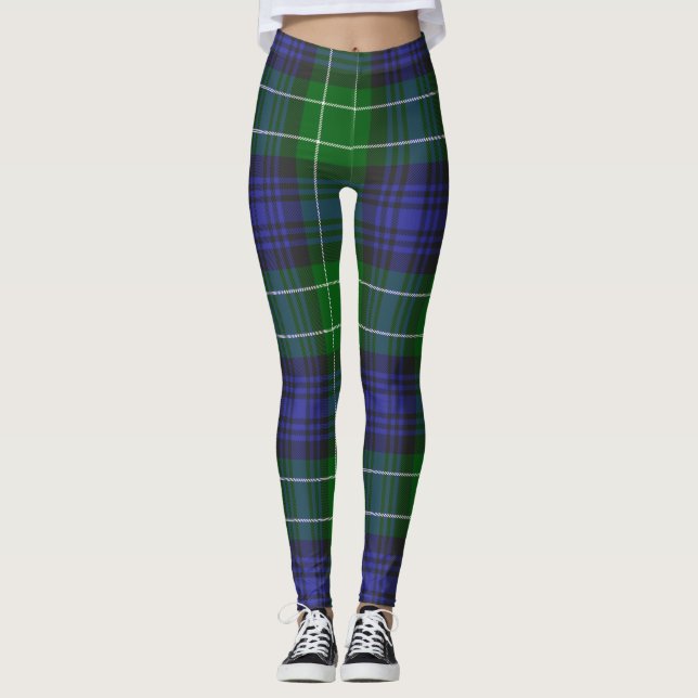 Abercrombie Blue Grönt Tartan Play Scottish Leggings (Framsida)