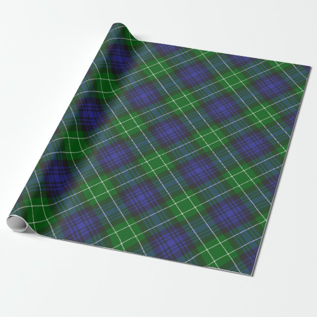 Abercrombie Blue Grönt Tartan Play Scottish Presentpapper (Utrullad)