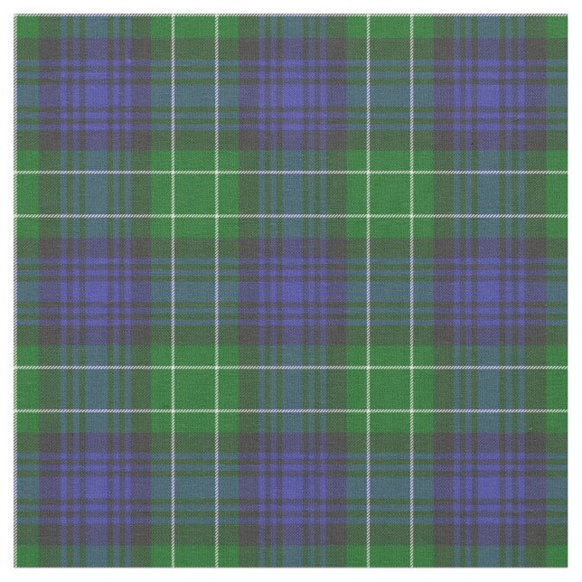 Abercrombie Blue Grönt Tartan Play Scottish Tyg (Närbild)