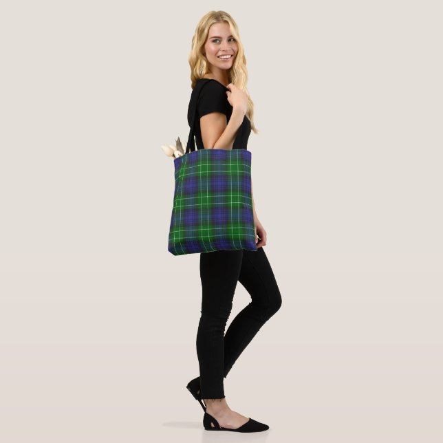 Abercrombie Blue Grönt Tartan Play Scottish Tygkasse (På modell)