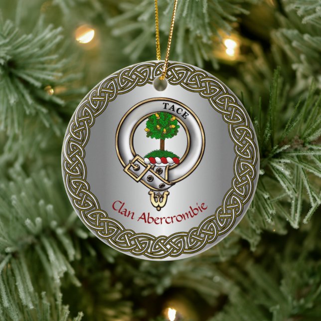 Abercrombie Clan Badge/Tartan Thistle Personalized Julgransprydnad Keramik (Träd)