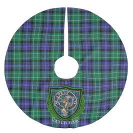 Abercrombie skotska klan tartan och vapensköld julgransmatta borstad polyester
