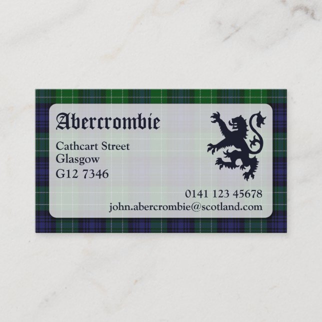 Abercrombie Tartan Affärskort Visitkort (Framsida)