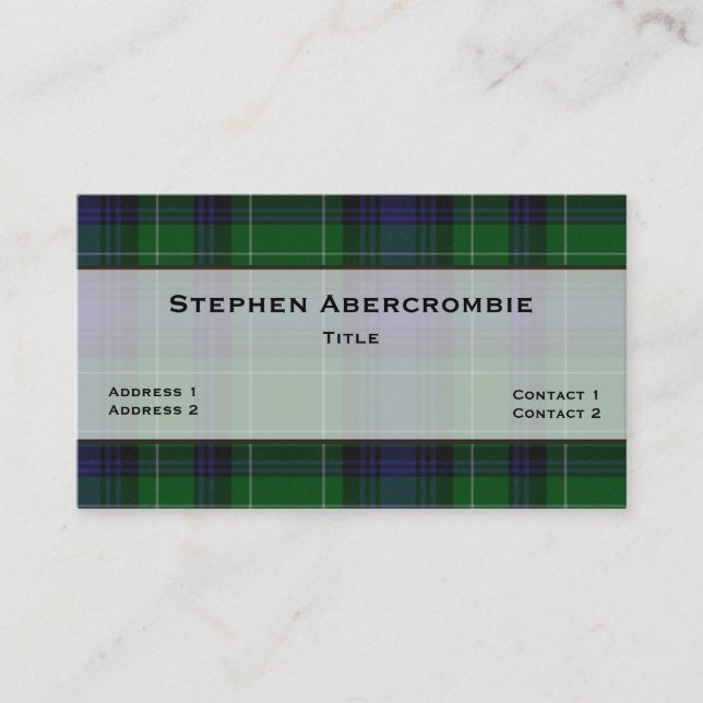 Abercrombie Tartan Play Anpassningsbar Visitkort (Framsida)