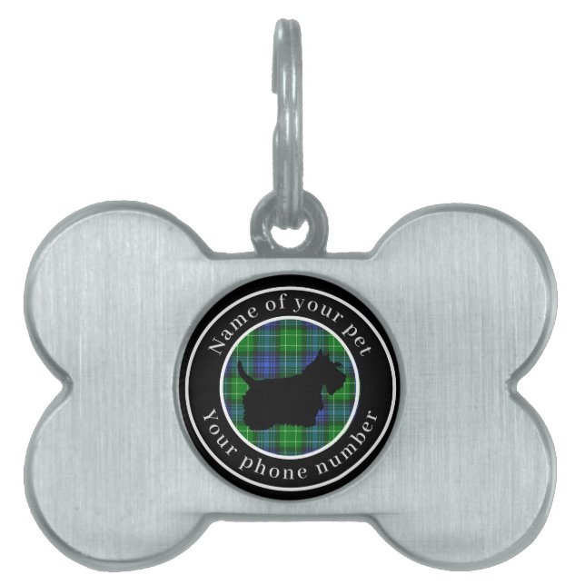 Abercrombie Tartan Scottie Hund Personlig ID-bricka Husdjur (Framsidan)