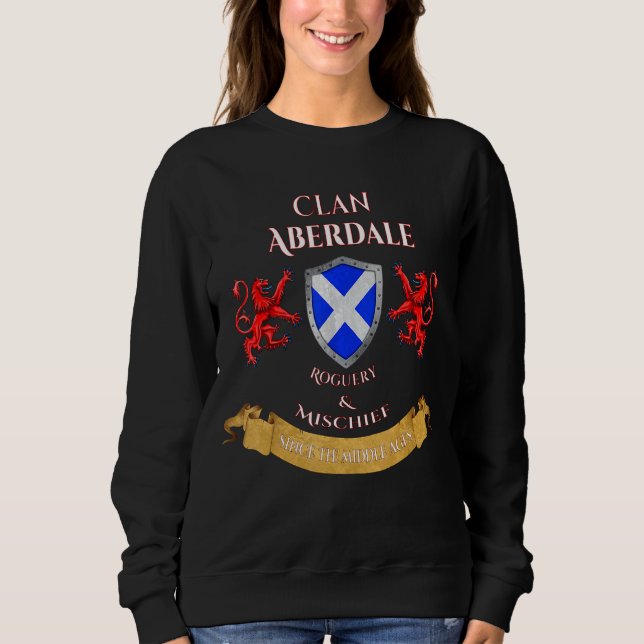 Aberdale Scottish Family Klan Mitten Ages MisChief T Shirt (Framsida)