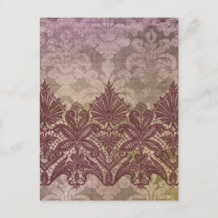 ABERDEEN HEIRLOOM, SNÖRE & DAMASK: VICTORIAN PINKS VYKORT