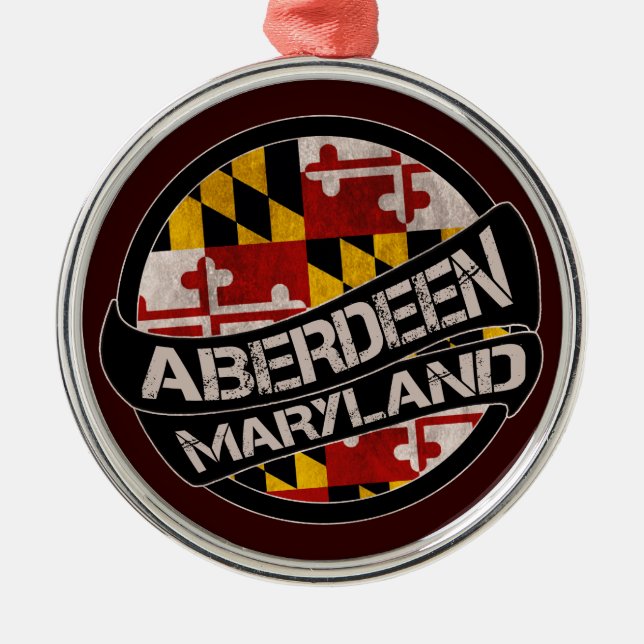 Aberdeen Maryland flagga grunge round ornament (Framsidan)