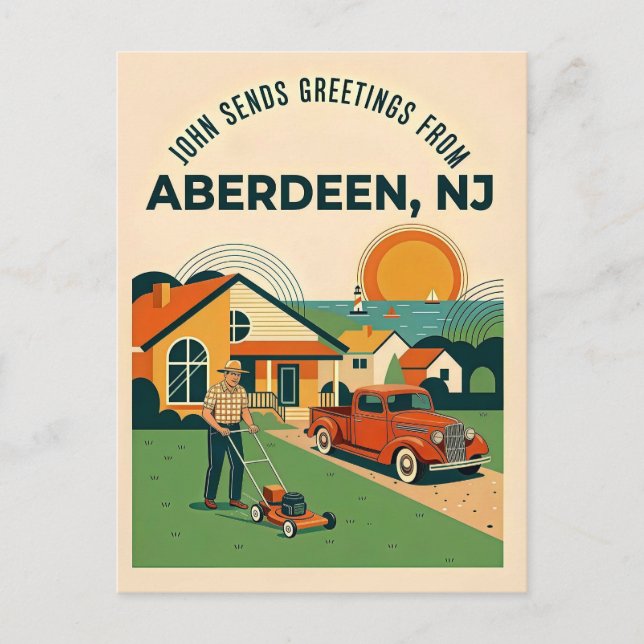 Aberdeen NJ Retro Vykort (Framsida)