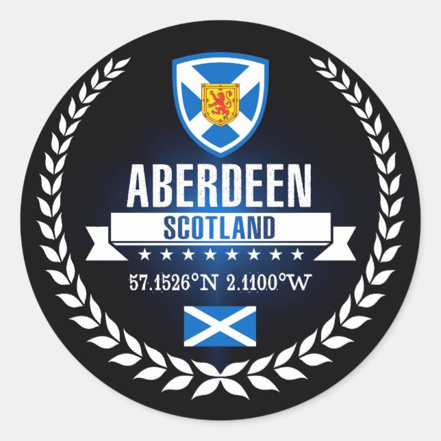 Aberdeen Runt Klistermärke (Framsida)