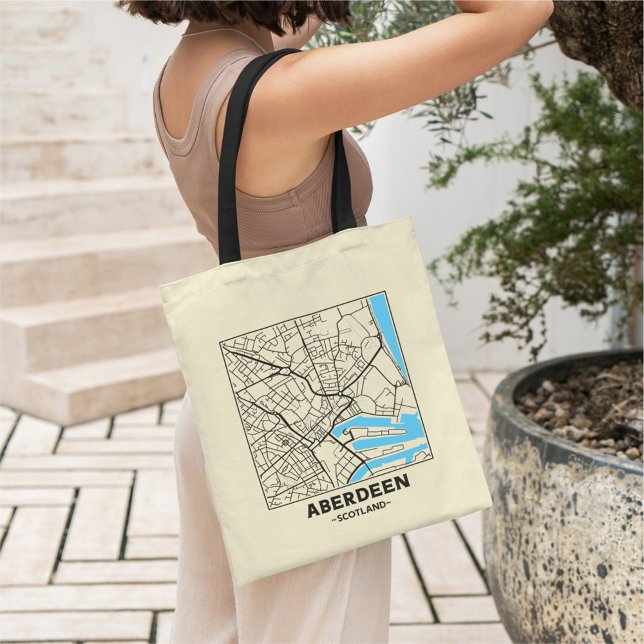 Aberdeen, Scotland City Map Tote Bag Tygkasse (Skapare uppladdad)
