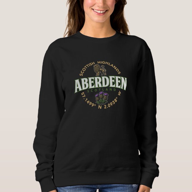 Aberdeen Scotland Highlands Coordinates Label T Shirt (Framsida)