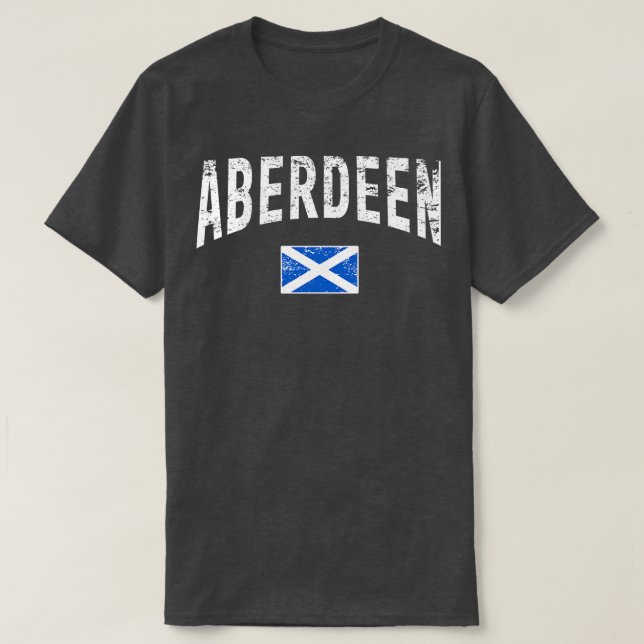 ABERDEEN SCOTLAND MED SCOTTISH FLAGGA Distress T Shirt (Design framsida)