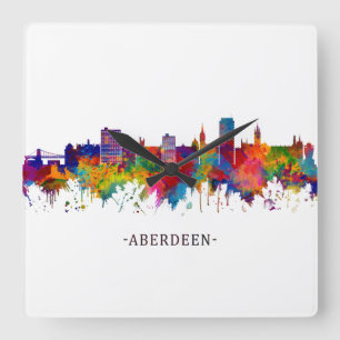 Aberdeen Scotland Skyline Fyrkantig Klocka