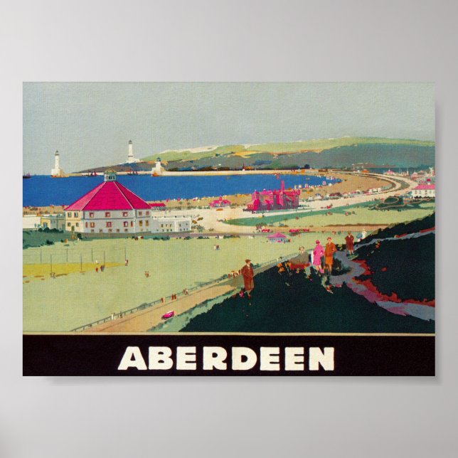 Aberdeen Scotland Vintage resor Poster (Framsidan)