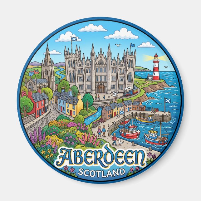 Aberdeen Skottland Magnet (Framsidan)