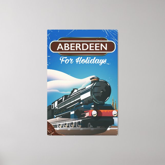 Aberdeen Skottland vintage tågresor affisch Canvastryck (Framsida)