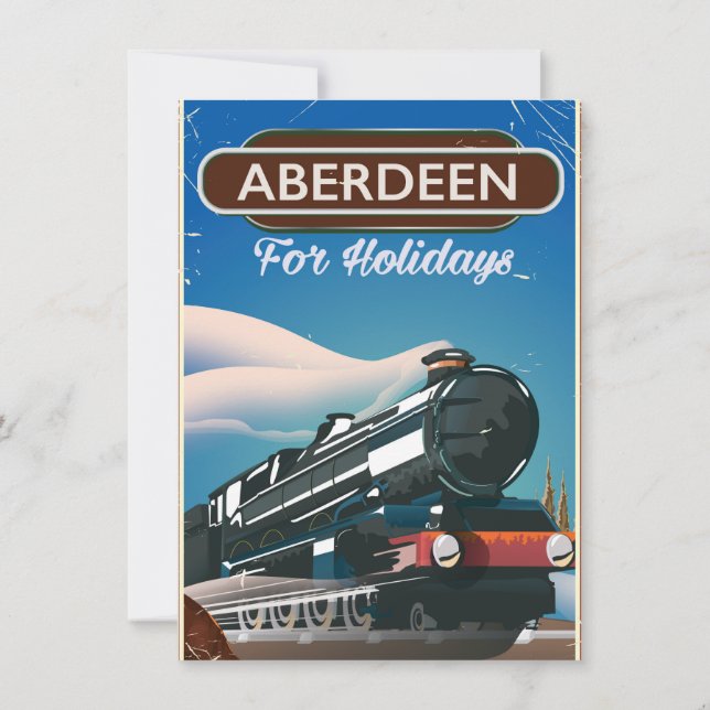 Aberdeen Skottland vintage tågresor affisch Inbjudningar (Baksida)