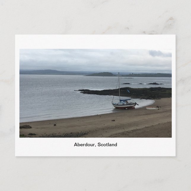 Aberdour Harbour - Båt på stranden Vykort (Framsida)