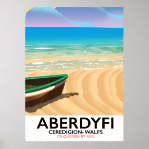 Aberdyfi Ceredigion Wales vintage resoraffisch Poster