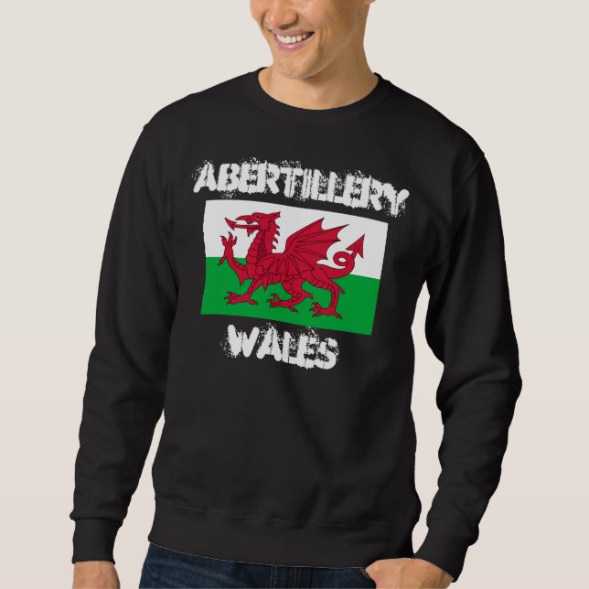 Abertillery, Wales med Welsh flagga Långärmad Tröja (Framsida)