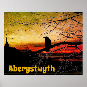 Aberystwyth Angel och Raven on sunset Poster