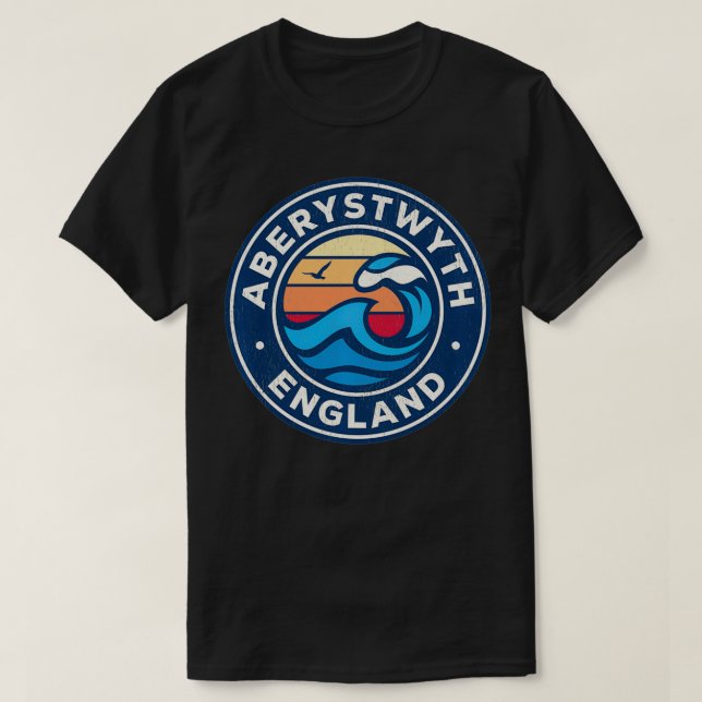 Aberystwyth England Vintage Nautical Vinkarare Des T Shirt (Design framsida)