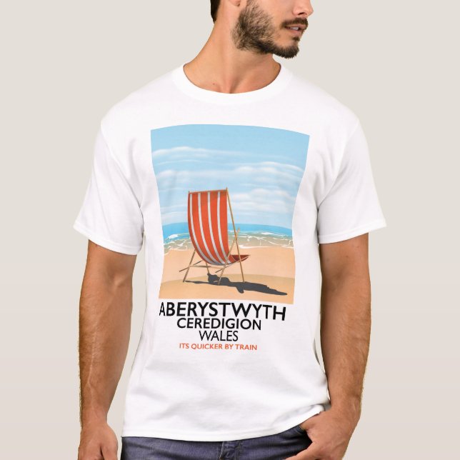Aberystwyth Wales reseaffisch på sjösidan Tee (Framsida)