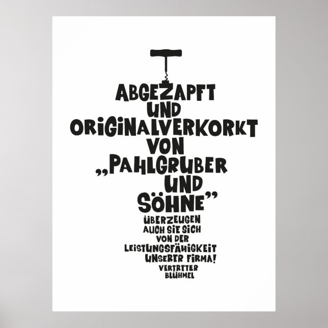 Abgezapft und originalverkorkt - Loriot - Wein Poster (Framsidan)