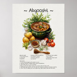 Abgoosht Recipe Poster - Persian Food Illustration