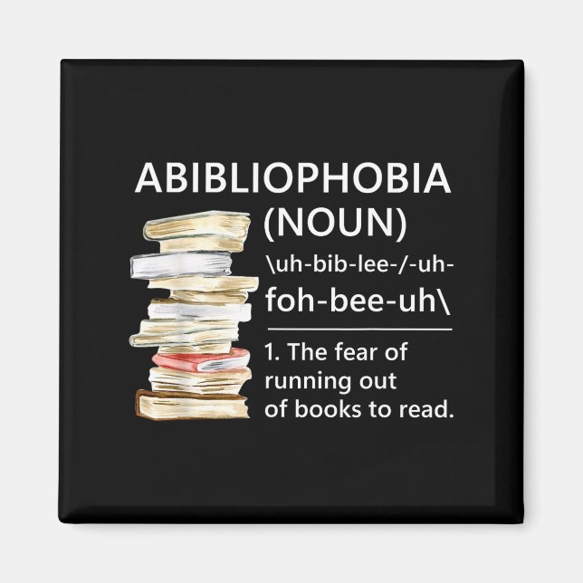 Abibliofobi definition rolig läsning bokmask magnet (Framsidan)