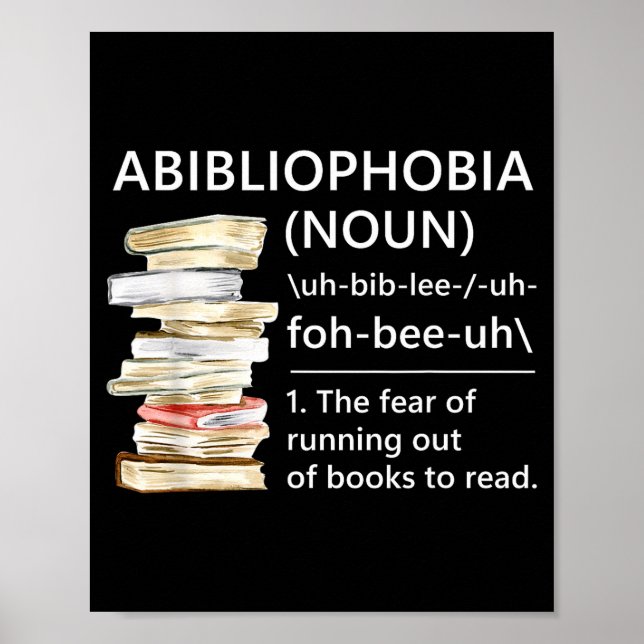 Abibliofobi definition rolig läsning bokmask poster (Framsidan)