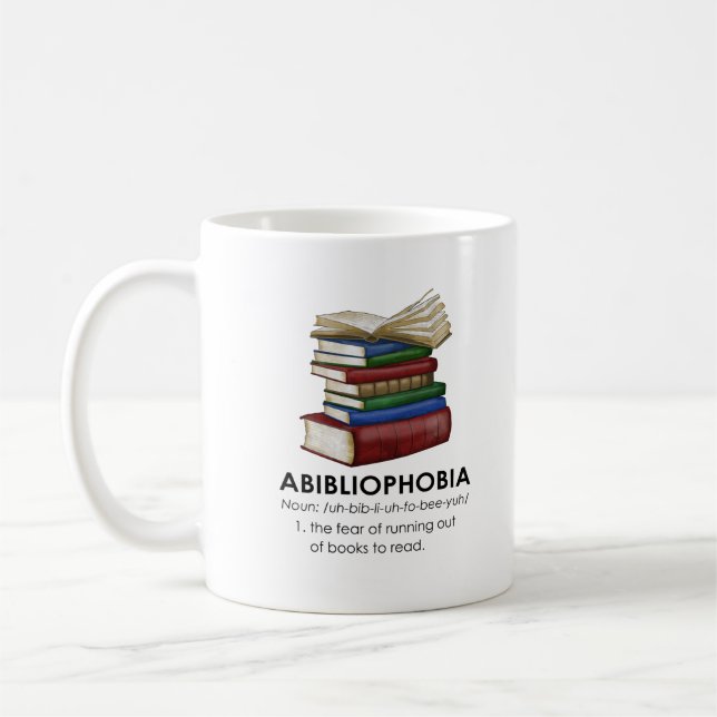 Abibliofobi Funny Reading Bok Reader Bookworm Kaffemugg (Vänster)