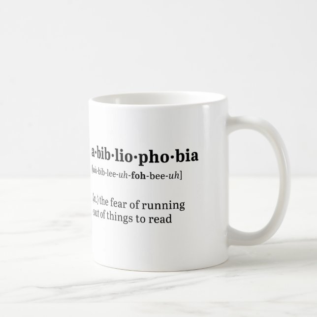 Abibliophobia definition och Pronunciation Kaffemugg (Höger)