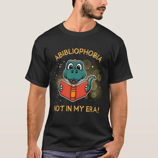 Abibliophobia Funny Reading Dinosaur Book Lover on T Shirt (Framsida)