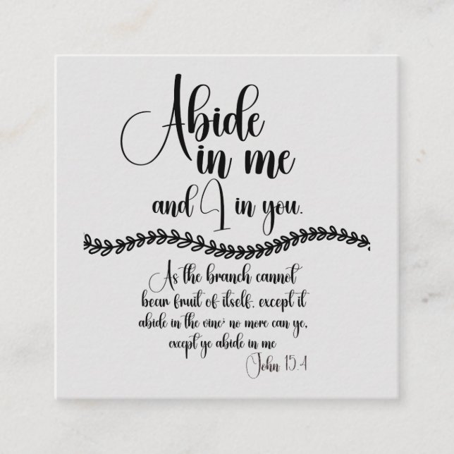 Abide in Me KJV Bible Verse Reminder Tilläggskort (Framsida)