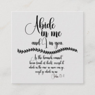 Abide in Me KJV Bible Verse Reminder Tilläggskort