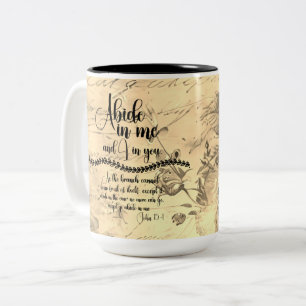 Abide in Me KJV Bible Verse Två-Tonad Mugg