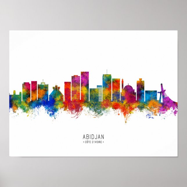 Abidjan Ivory Kusten Skyline Poster (Framsidan)