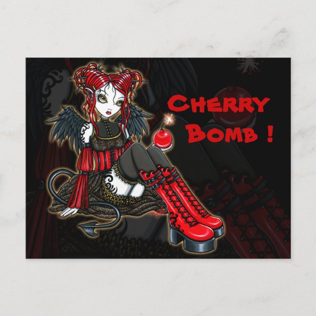 "Abigail" gotiic Fairy Cherrybomb Angel Postcard Vykort (Framsida)
