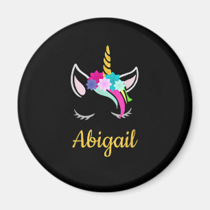 Abigail Mörk Unicorn Namn T-Shirt Magnet
