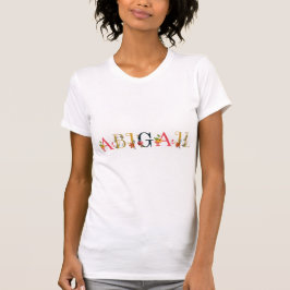 ABIGAIL Namn Art med blommor broderade T Shirt