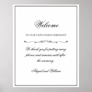 Abigail Simple Unplugged Ceremony Sign Poster